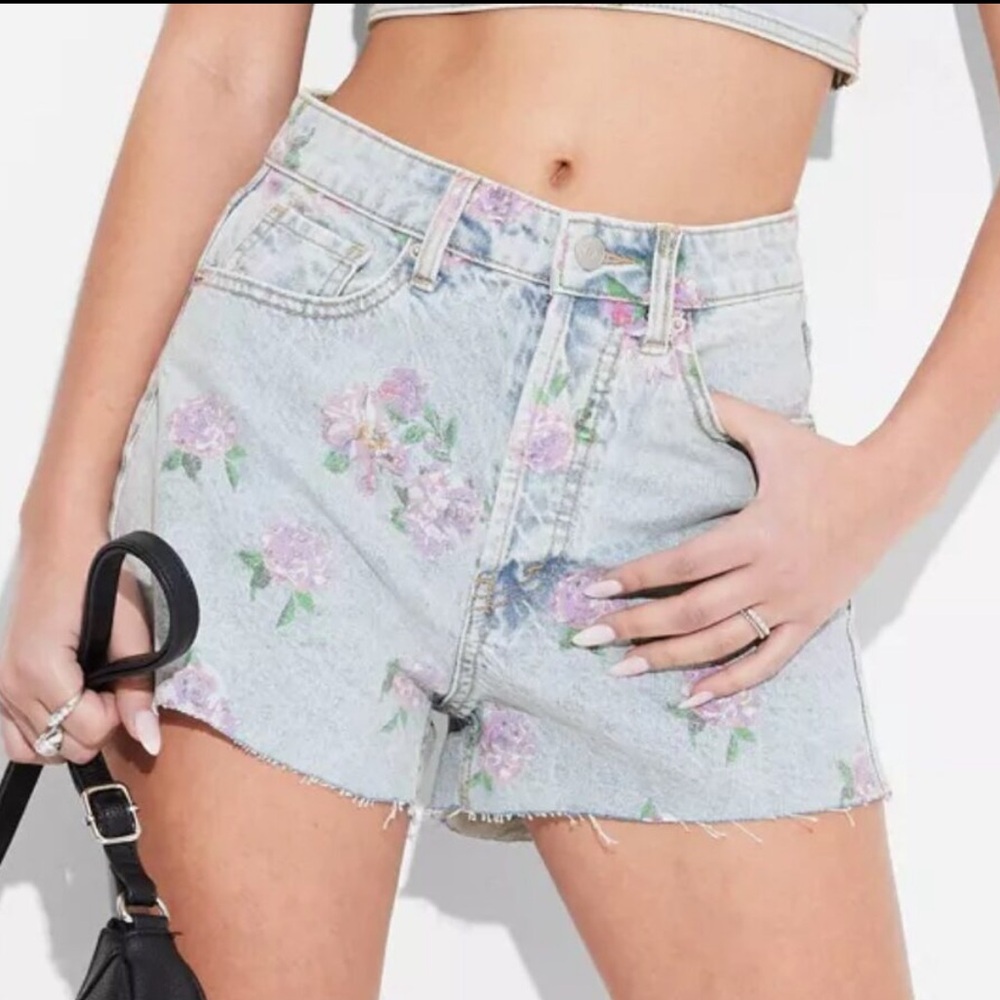 NWT Women's High-Rise Cutoff Denim Shorts - Wild Fable™ Light Blue Floral